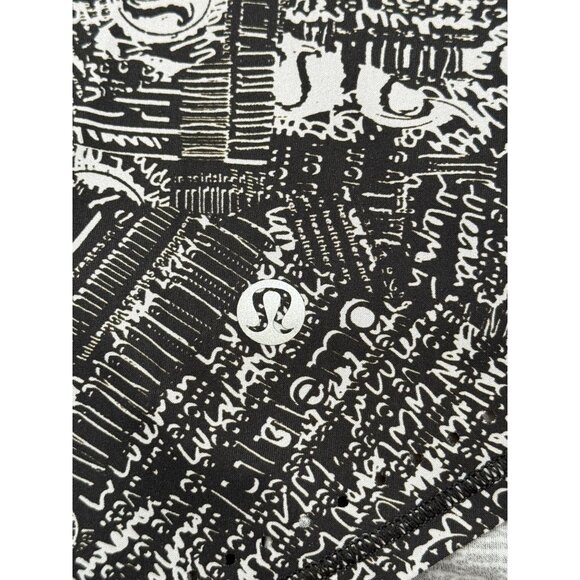 Lululemon Rise & Run Long Sleeve Black White Top Tear It Up Alpine Women Size 8 - Picture 4 of 6